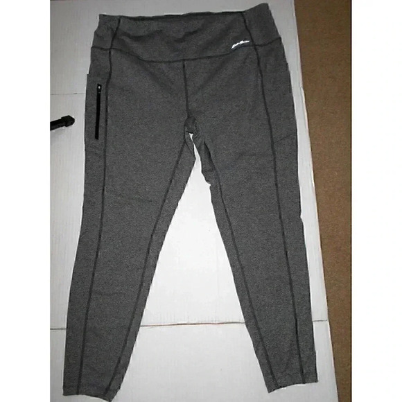 Eddie Bauer Fleece Lined Pants Women's 2X Gray Leggings Pull On Ankle Stretch - Picture 1 of 4
